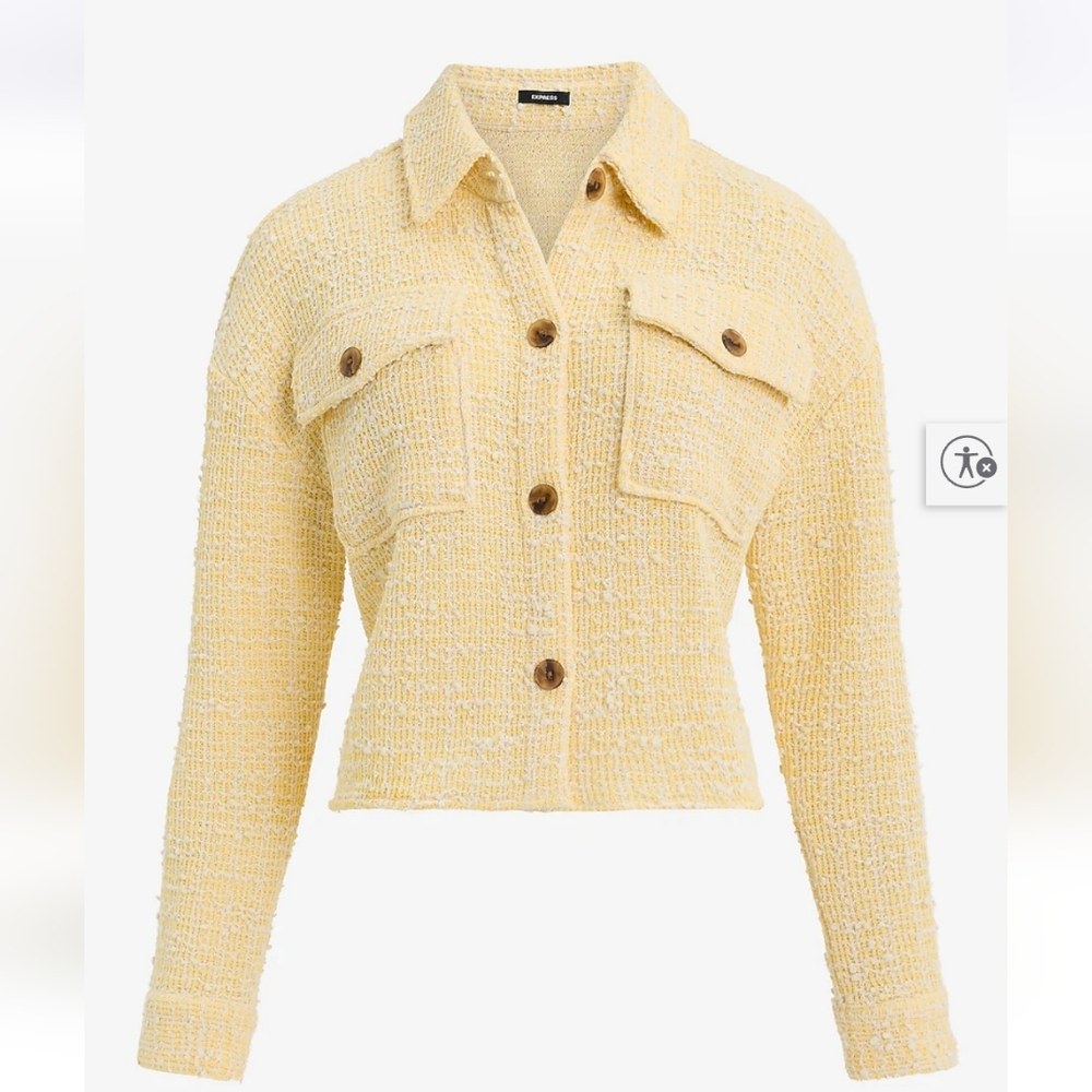 Express Yellow Tweed Cropped Jacket, NWT. size Small